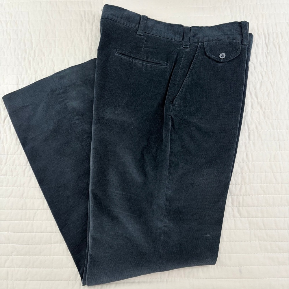 Sedgefield Vintage Pinwale Corduroy Blue Tailored High Rise Dress Pants 34x30
